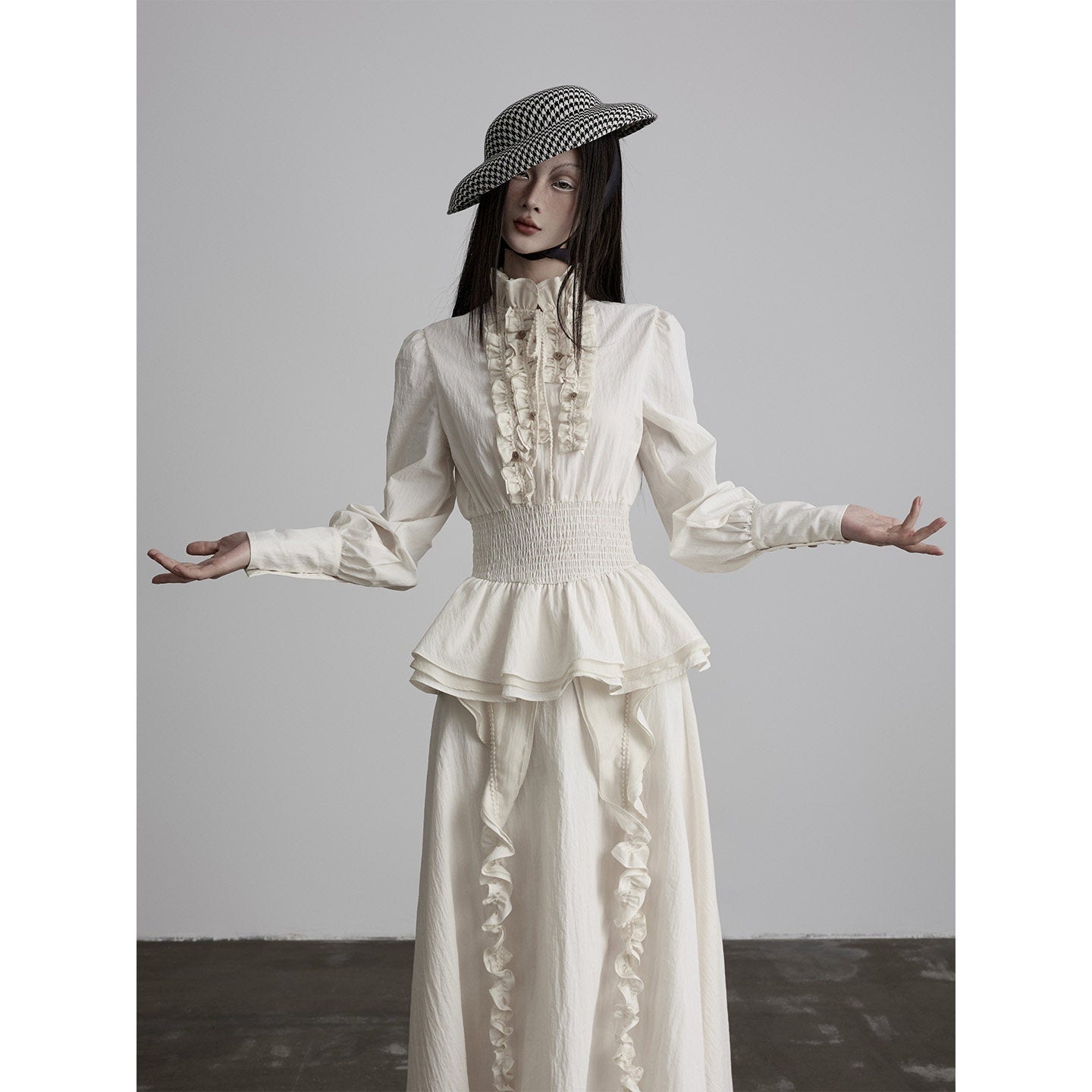 INDULGE_Durable_Shape_Victorian_Loose_Ruffle_Lace_Collar_Women_Cotton_Blend_Blouses_MISSTT
