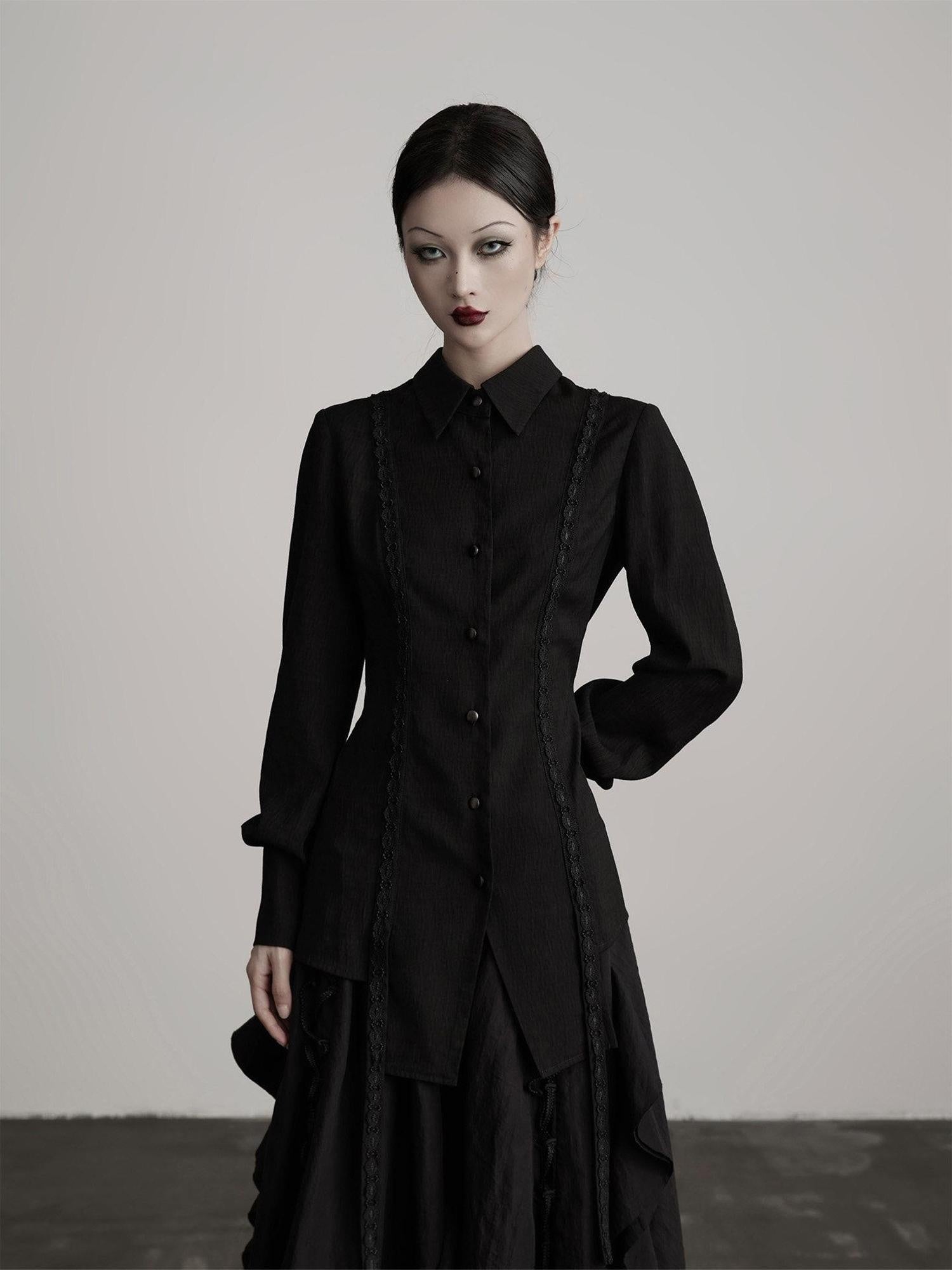 INDULGE Durable Vintage Slim Patchwork Polo Collar Button Cardigan Long Sleeve Blouses