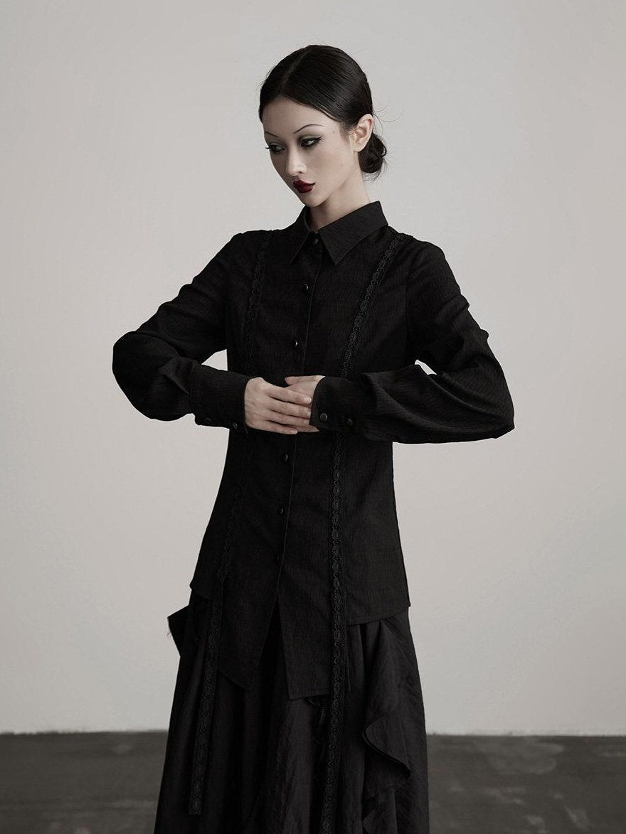 INDULGE Durable Vintage Slim Patchwork Polo Collar Button Cardigan Long Sleeve Blouses