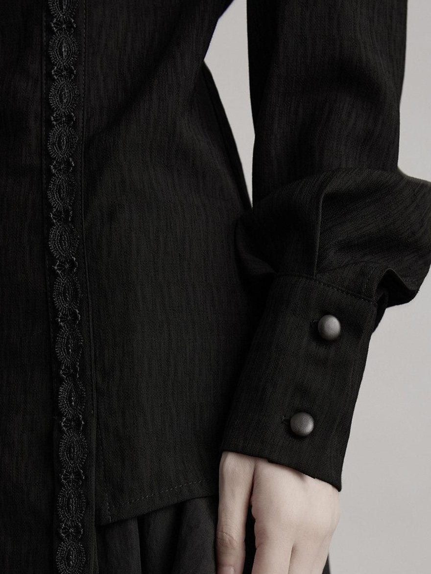 INDULGE Durable Vintage Slim Patchwork Polo Collar Button Cardigan Long Sleeve Blouses