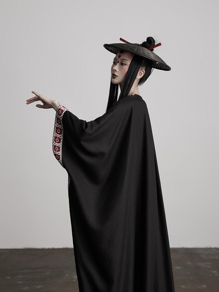 INDULGE Edgy Street Rock Oversized Lyocell Linen Black Long Sleeve Women Trench Coats