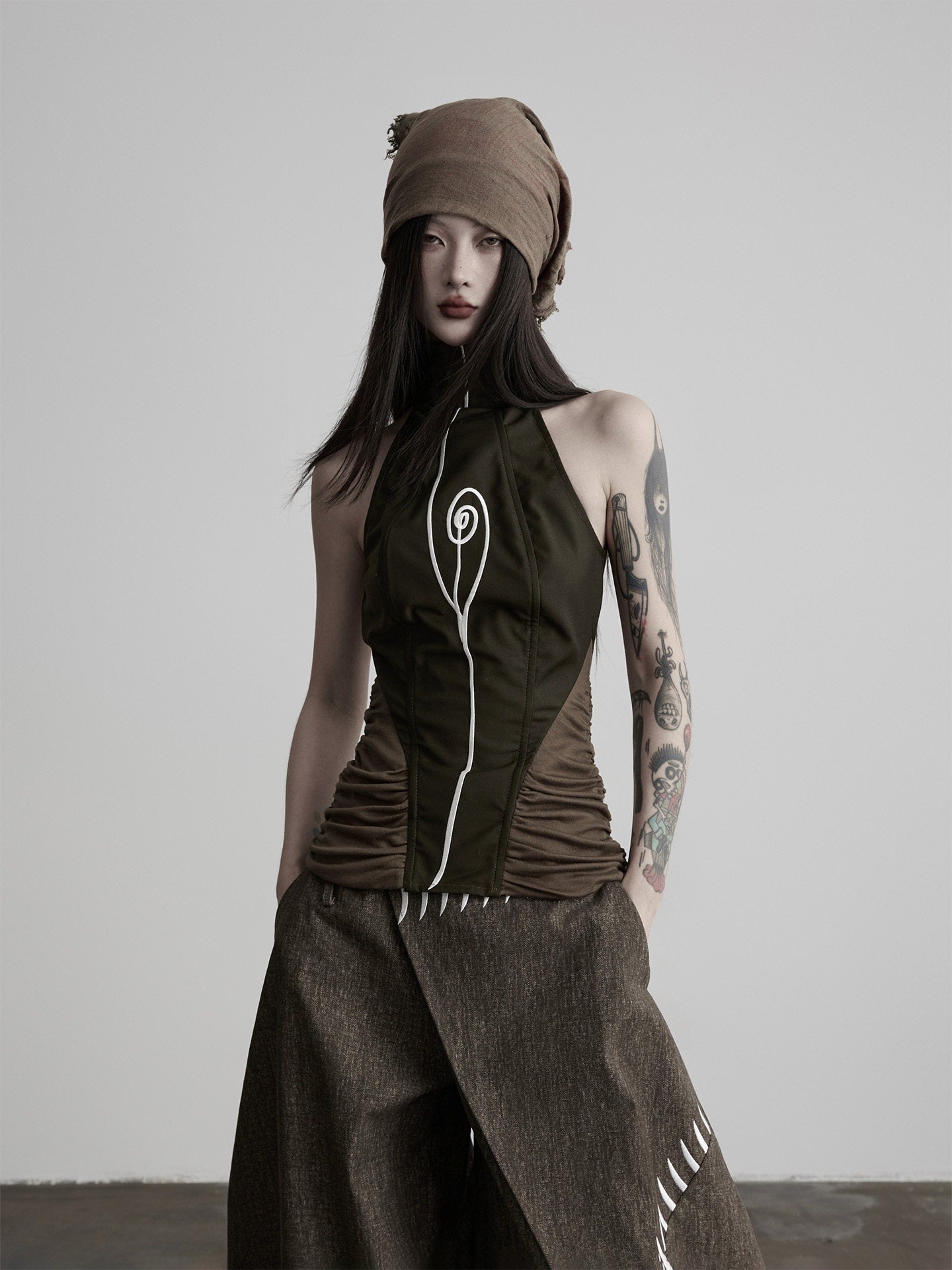 INDULGE_Embroidered_High_Neck_Waist_Cinch_Fitted_Women&