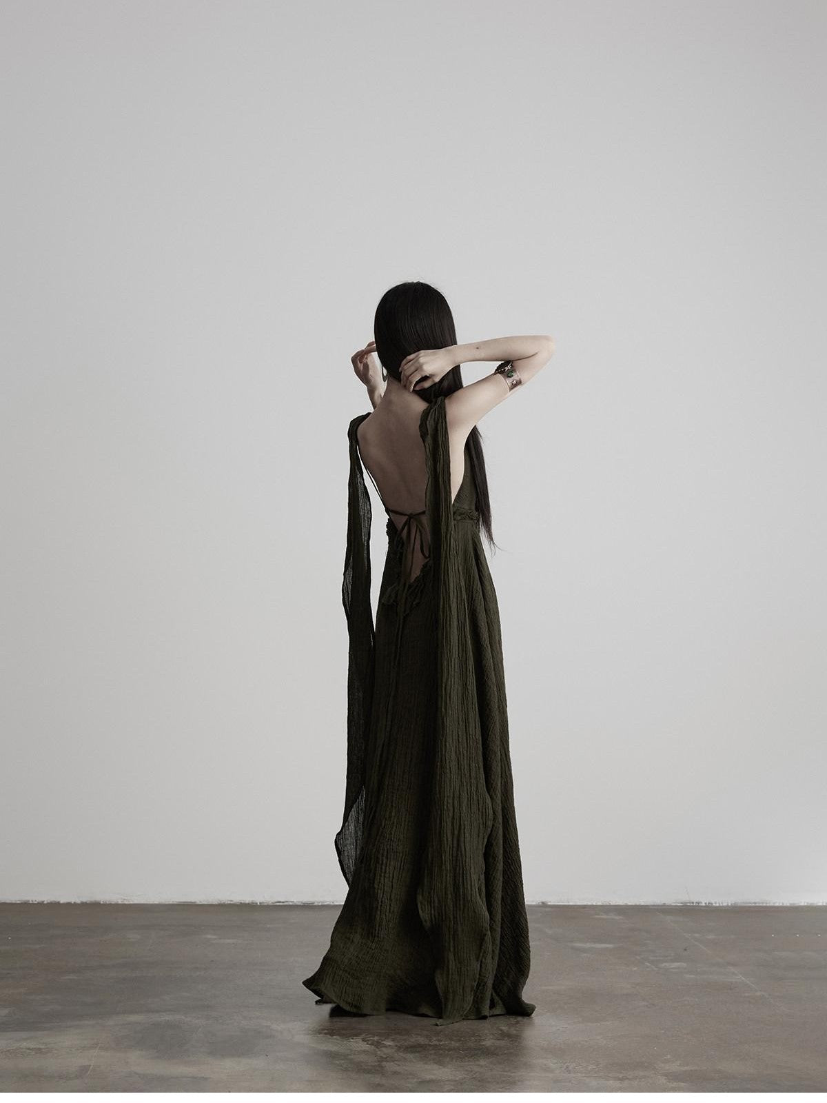 INDULGE Green Ribbon Tie Structured A Line Women&