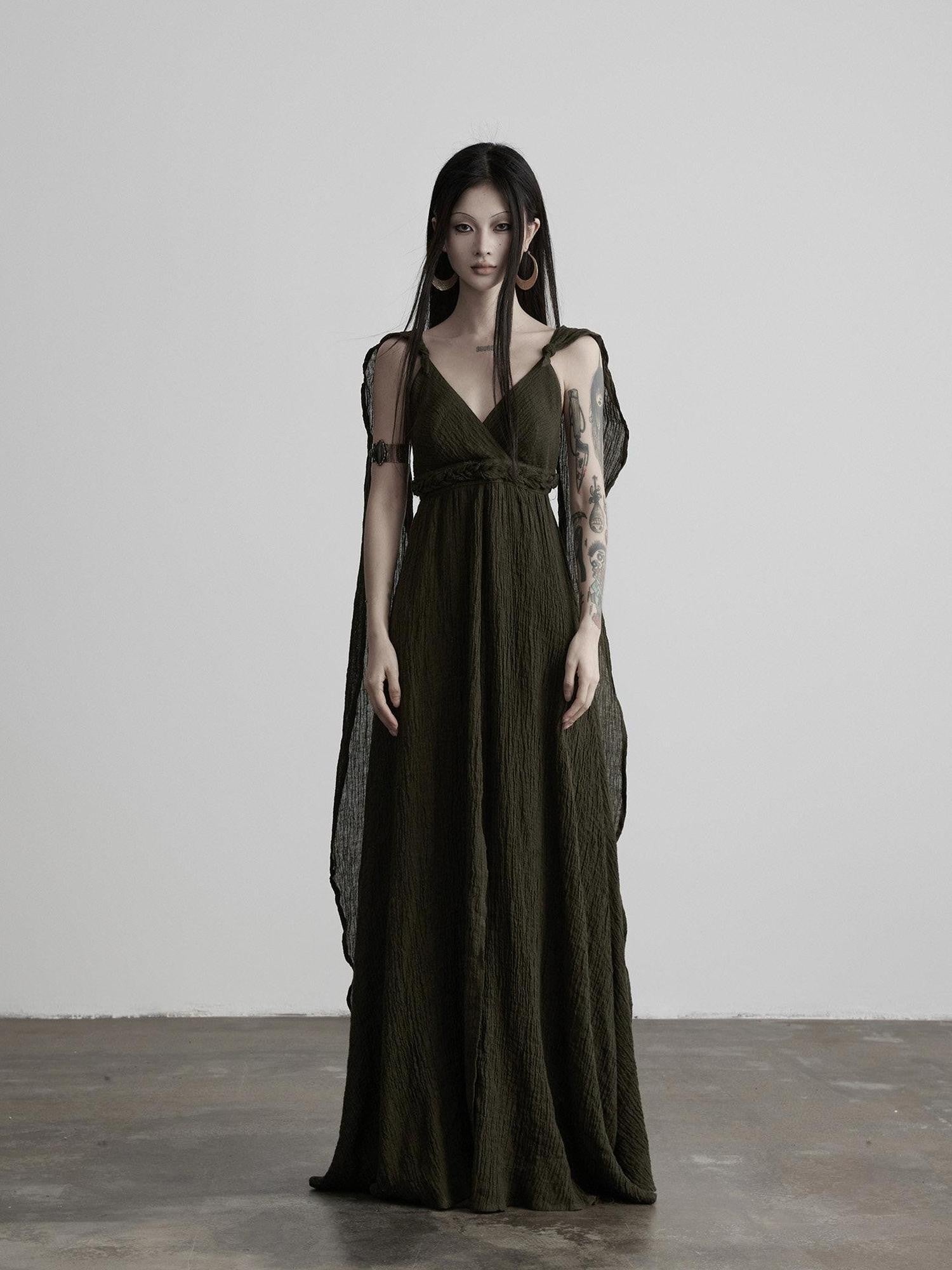 INDULGE Green Ribbon Tie Structured A Line Women&