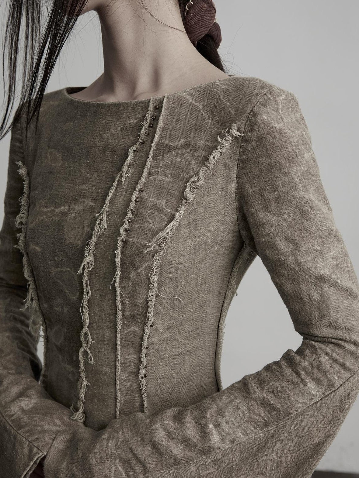 INDULGE Hand Dyed Raw Edge Spliced Flared Sleeve Women&