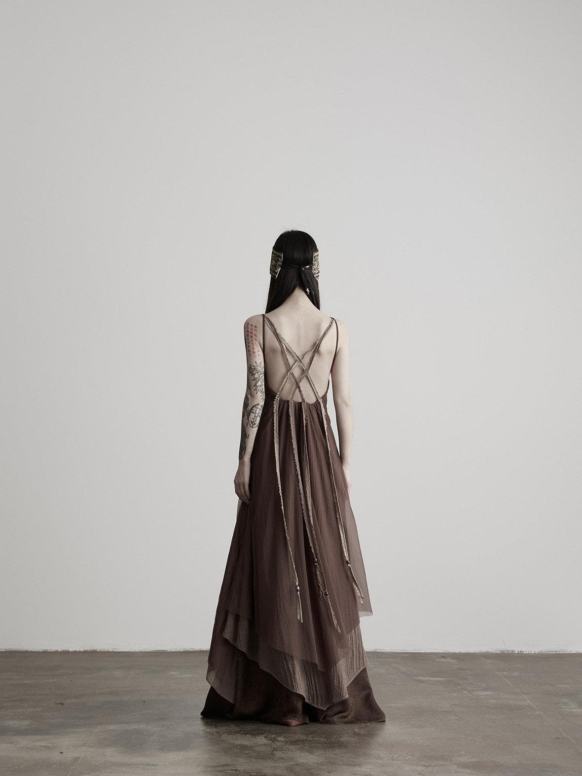 INDULGE Handwoven Beaded Structured Back Tie Drape Women&