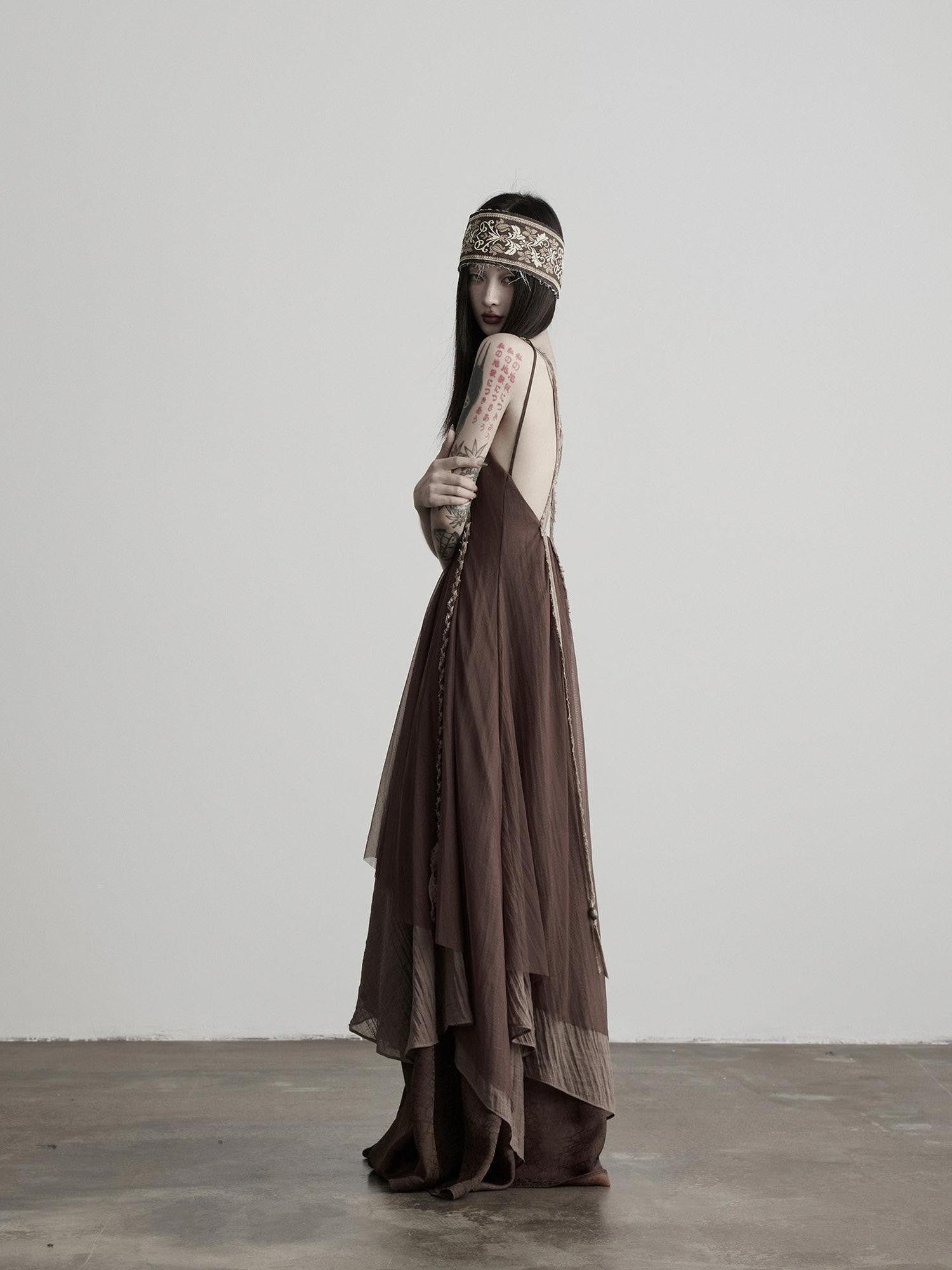 INDULGE Handwoven Beaded Structured Back Tie Drape Women&