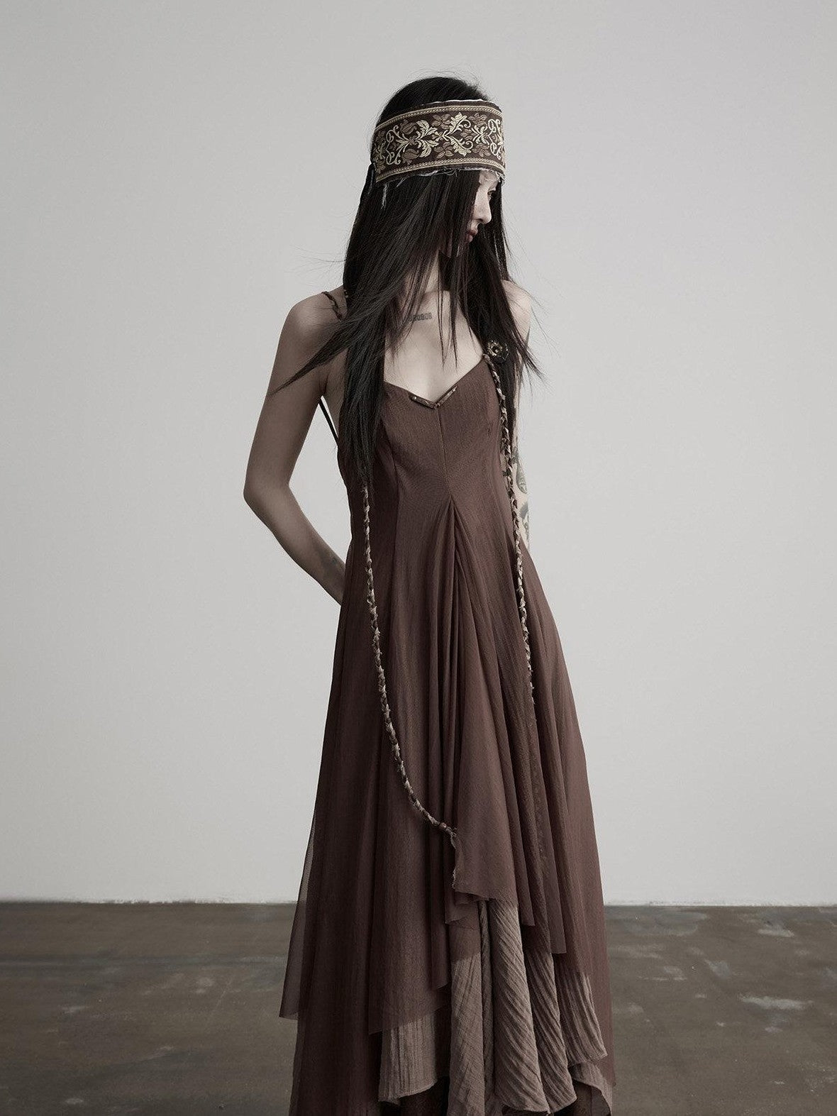 INDULGE Handwoven Beaded Structured Back Tie Drape Women&