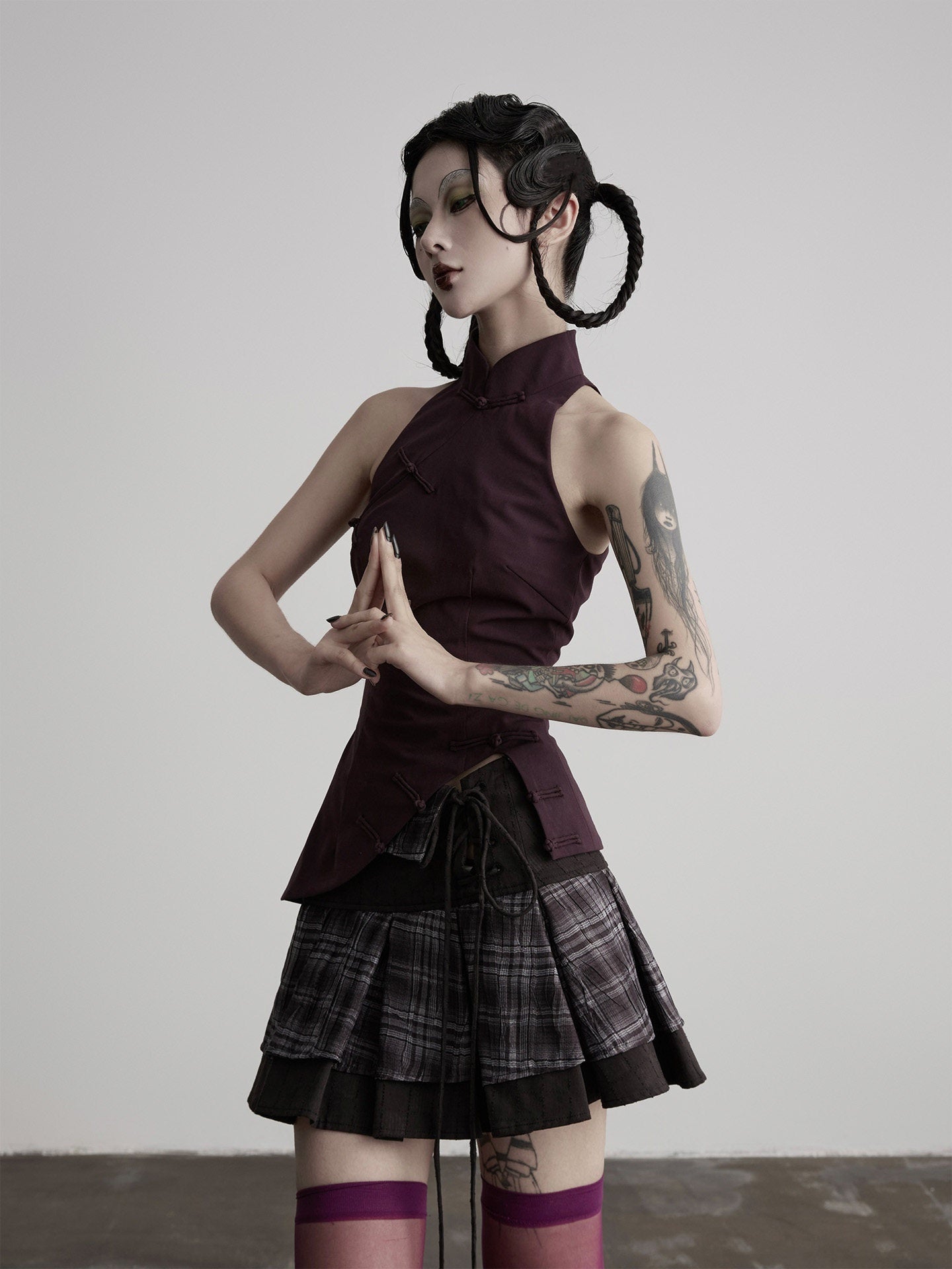 INDULGE_Lotus_Cheongsam_Frog_Button_Stand_Collar_Slim_Waist_Women&