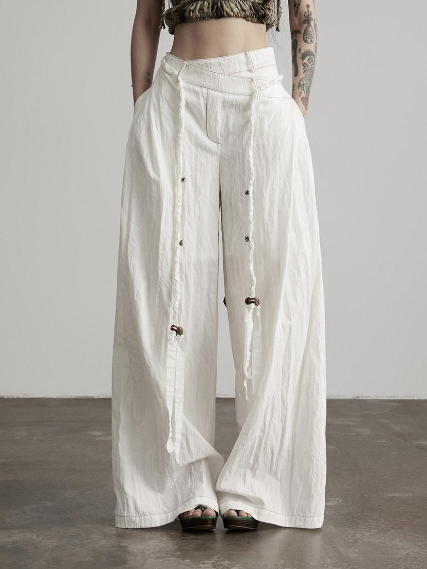 INDULGE Lyocell Blend Shape Retaining Zip Fly Natural Waist Women White Wide-Leg Pants