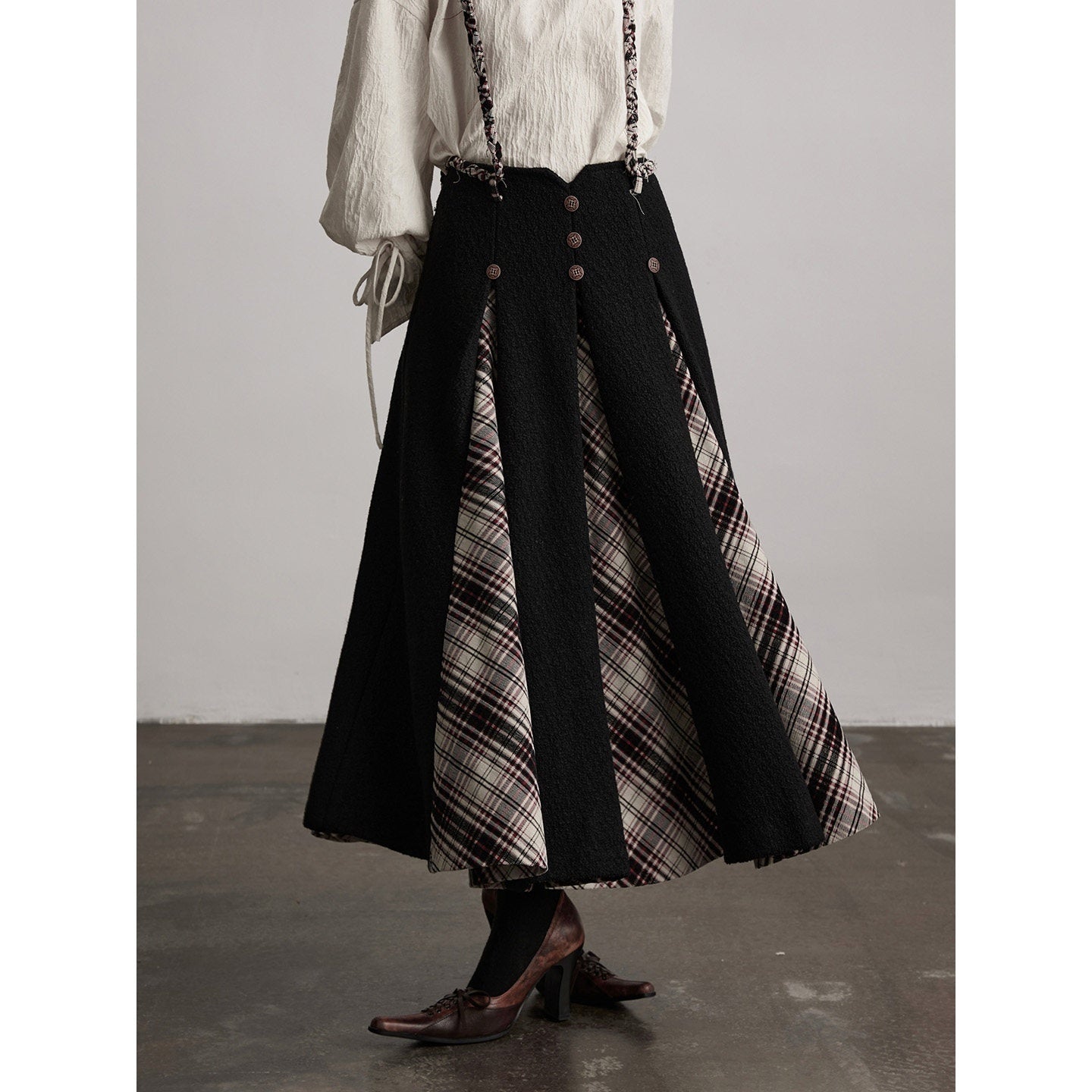 INDULGE No Iron Vintage Knitted A Line Wool Blend Elastic Waist Casual Women Maxi Skirts