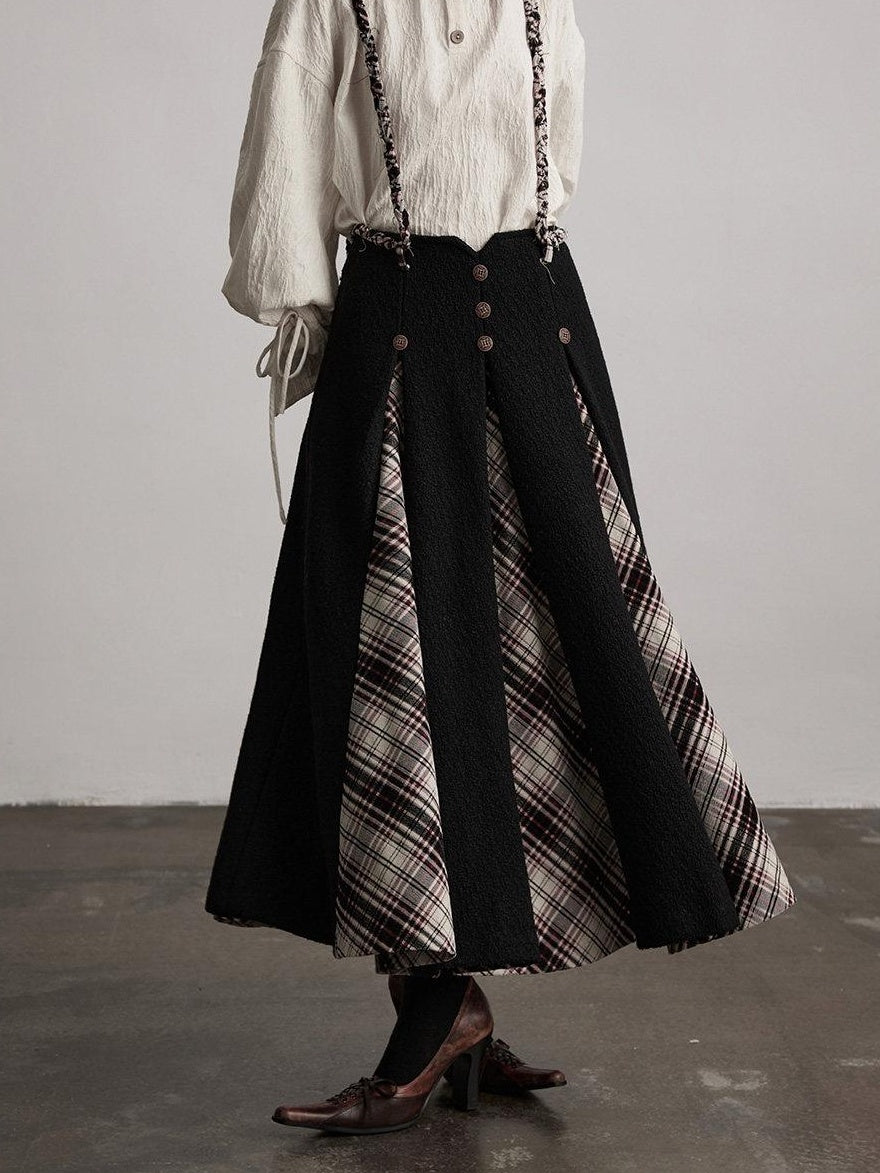 INDULGE No Iron Vintage Knitted A Line Wool Blend Elastic Waist Casual Women Maxi Skirts