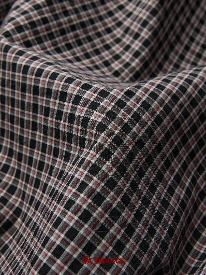 INDULGE Non Iron Cotton Loose Plaid Contrast Collar Casual Women Button Front Blouses