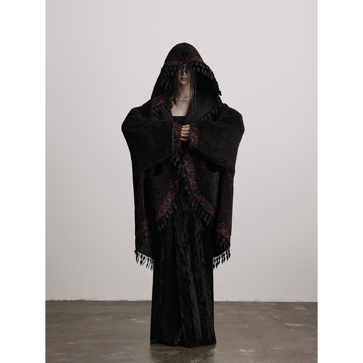 INDULGE_Original_Design_Hooded_Long_Thick_Piped_Trim_Side_Pockets_Black_Women_Cape_Coats_MISSTT