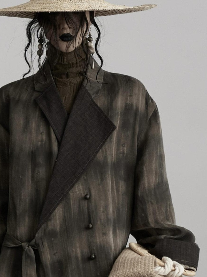 INDULGE Original Tencel Blend Tie Waist Asymmetric Hem Women Casual Deep Green Blazers