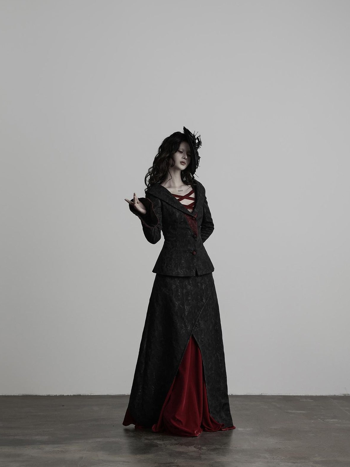 INDULGE Red Velvet Cross Tie V-neck Knit Women&