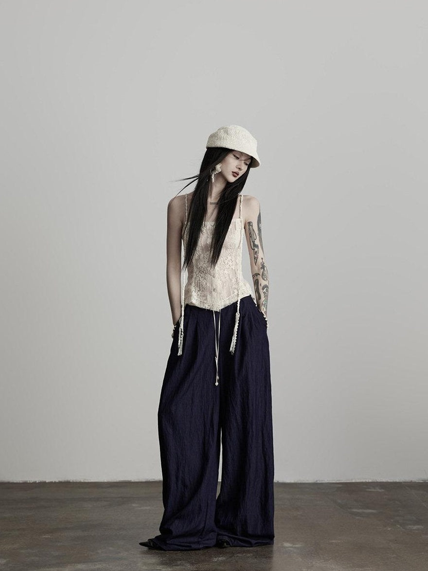 INDULGE Relaxed Minimal Pocket Natural Waist Elastic Fly Girls Blue Wide-Leg Jeans