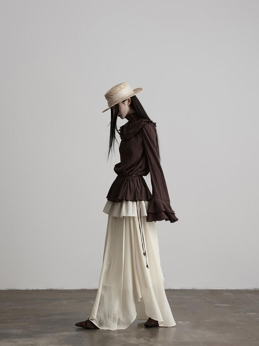 INDULGE Shape Retaining Casual Patchwork Women Mid Waist Linen Lyocell Lined Maxi Skirts