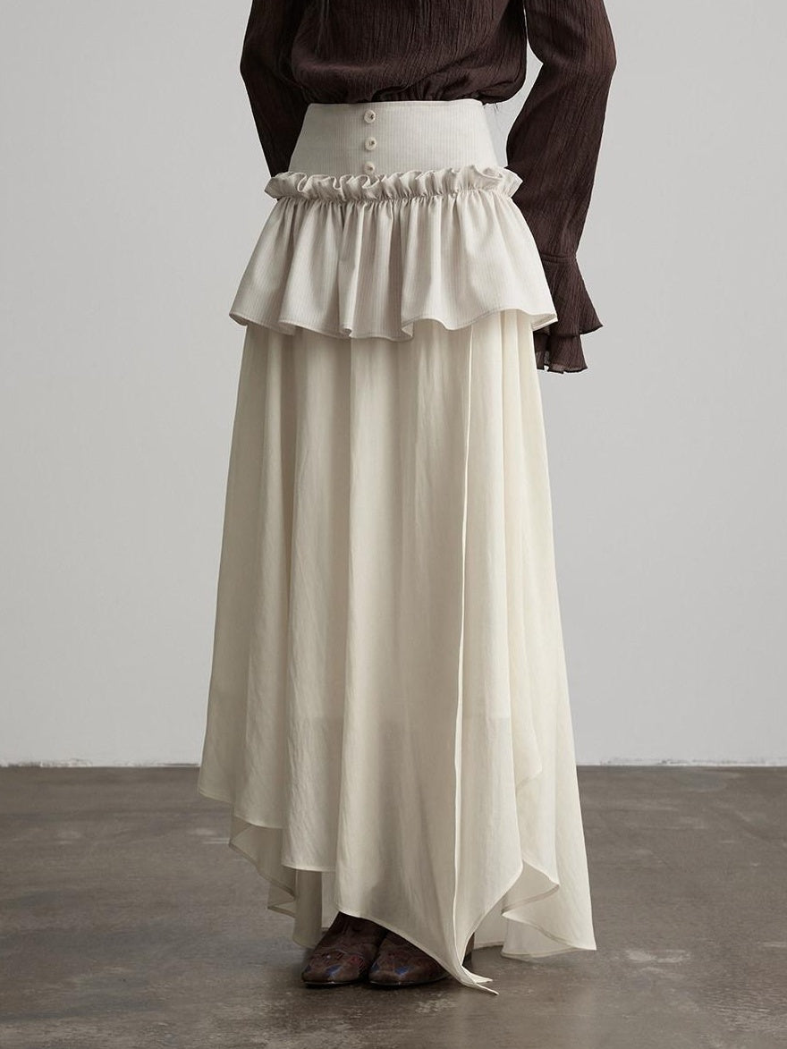 INDULGE Shape Retaining Casual Patchwork Women Mid Waist Linen Lyocell Lined Maxi Skirts