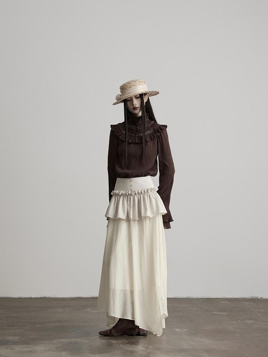 INDULGE Shape Retaining Casual Patchwork Women Mid Waist Linen Lyocell Lined Maxi Skirts