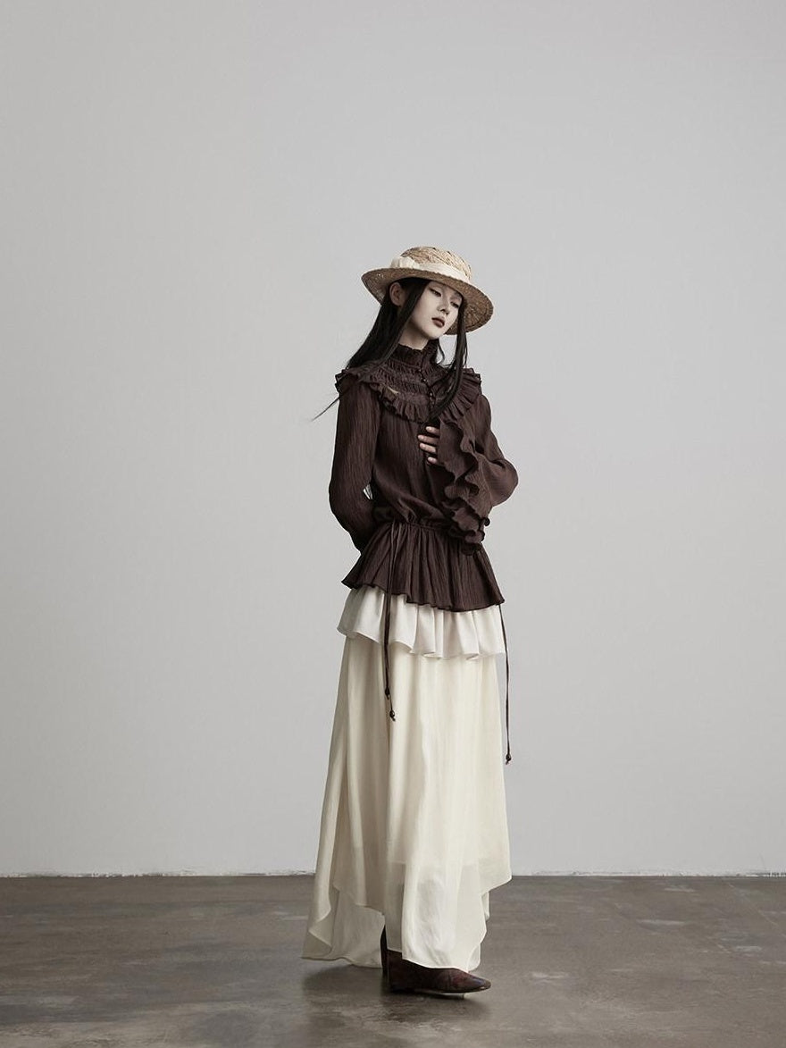 INDULGE Shape Retaining Casual Patchwork Women Mid Waist Linen Lyocell Lined Maxi Skirts