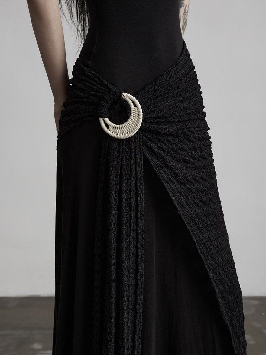 INDULGE Shape Retaining Slim A Line Lyocell Wool Black Women Strapless Maxi Dresses