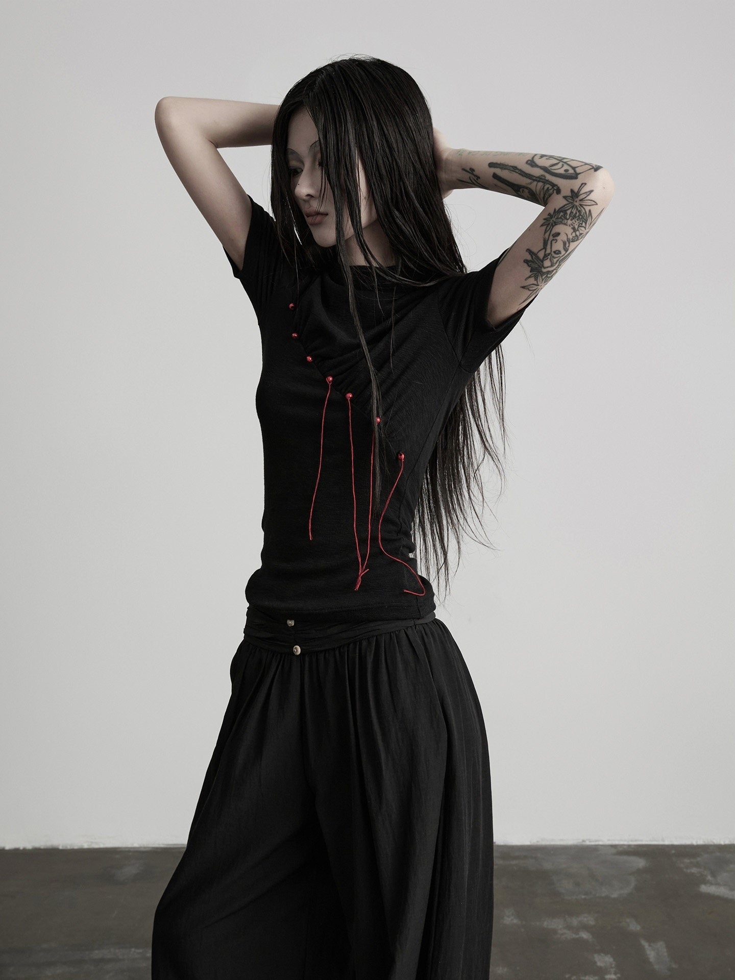INDULGE Soft Breathable Stretch Spandex Casual Slim Fit Striped Black Slim T-Shirts
