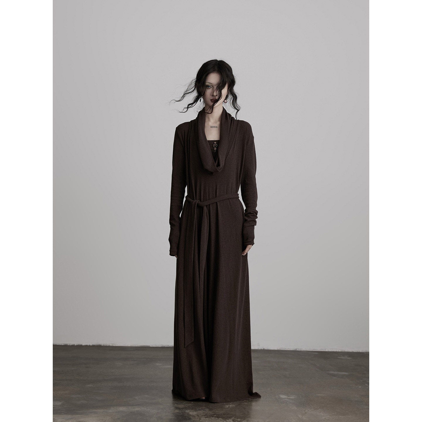 INDULGE_Soft_Cotton_Blend_Durable_Dark_Gothic_Asymmetric_Long_Sleeve_Casual_Maxi_Dresses_MISSTT