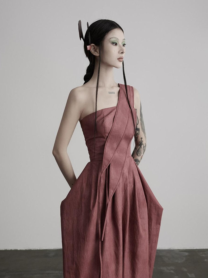 INDULGE Soft Cotton Blend Structured Cinched Waist A Line Women Strapless Maxi Dresses
