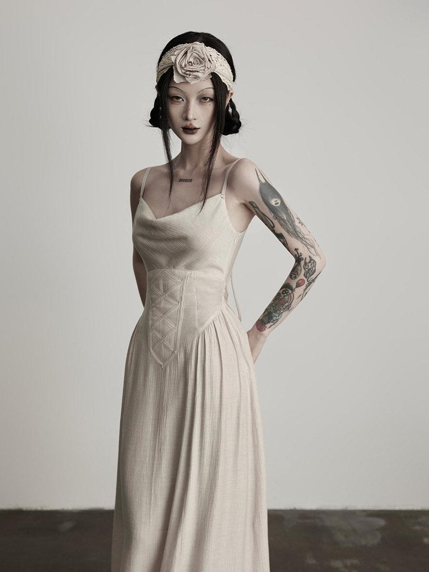 INDULGE Soft Viscose Linen Blend Elegant Hline Sleeveless Casual Slip Maxi Dresses