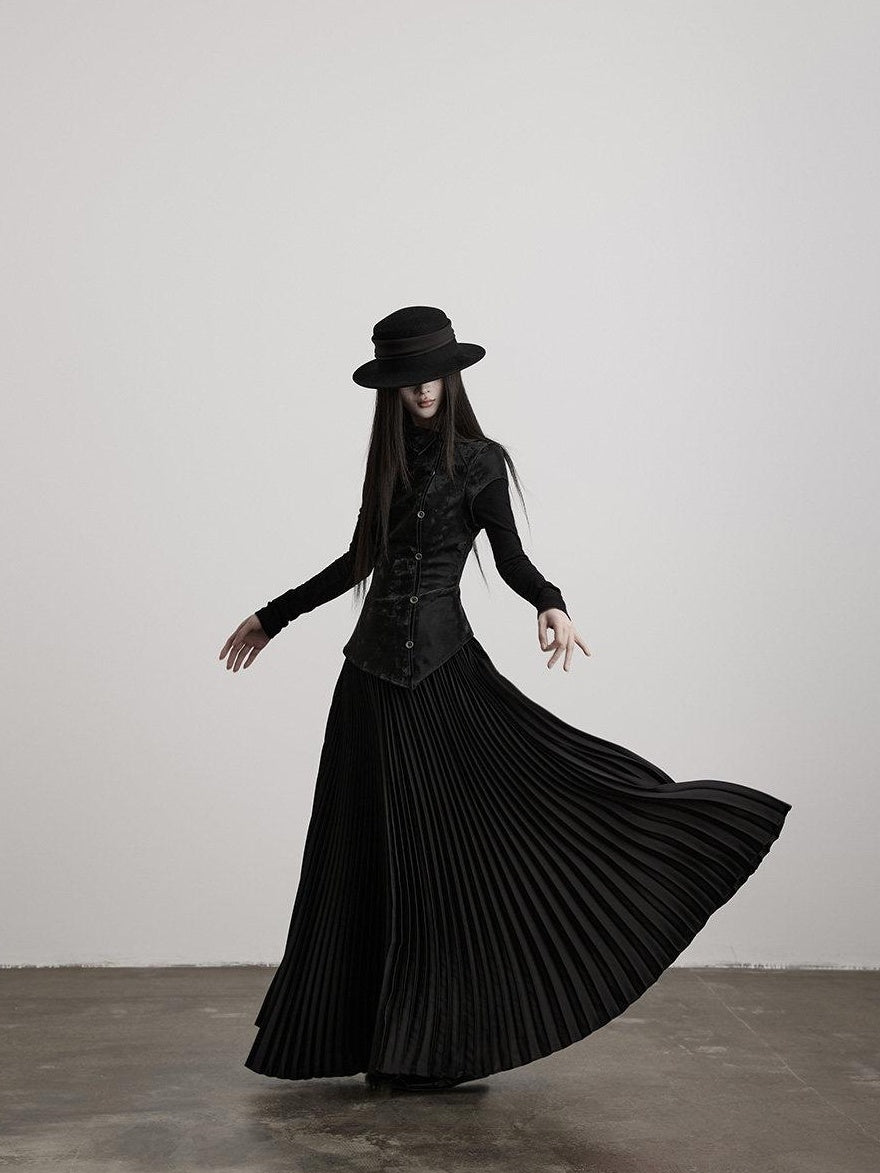 INDULGE Soft Waist Faux Two Piece Slim Hline Long Sleeve Black Women Casual Maxi Dresses