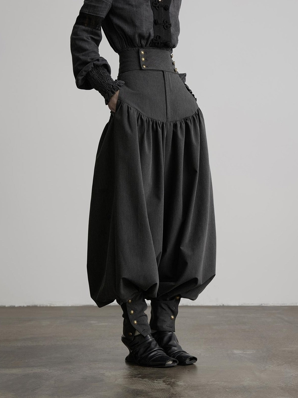 INDULGE Solid Double Button High Waist Structured Pocket Women&