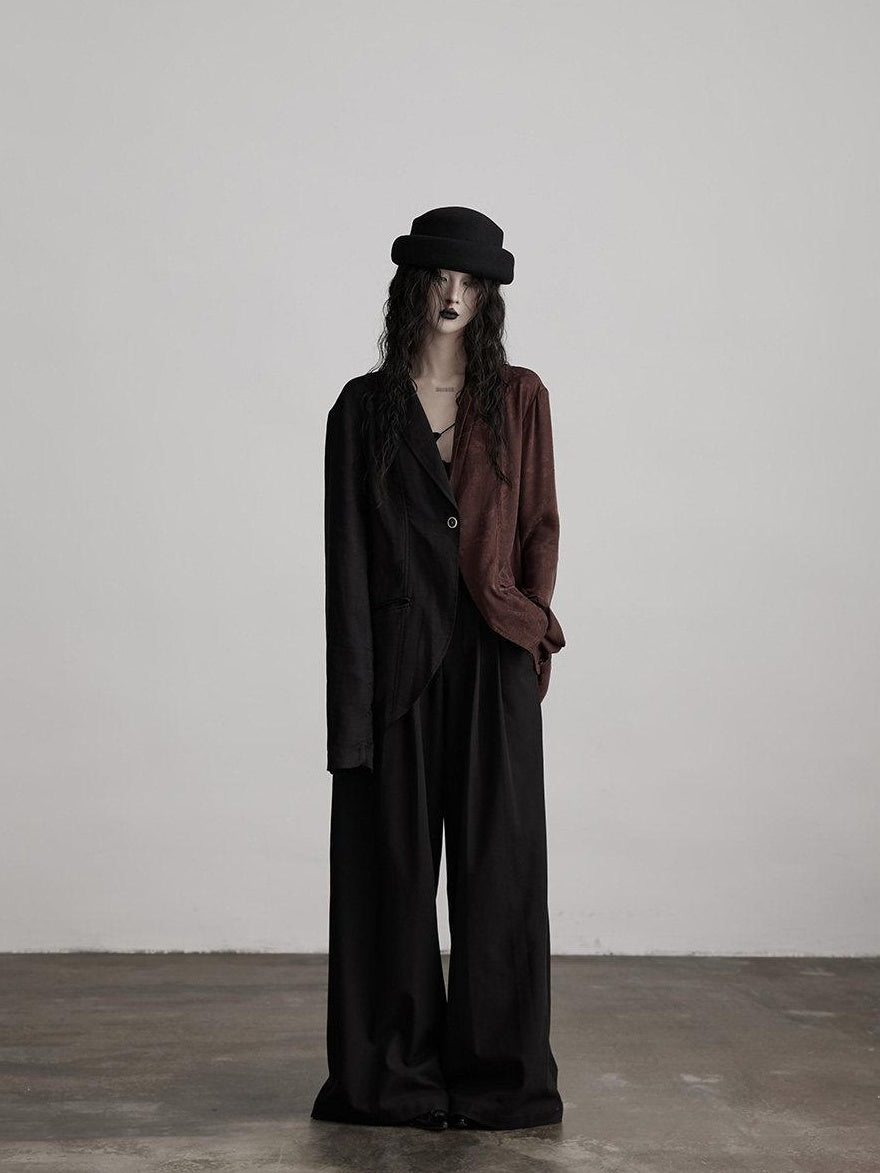 INDULGE Stretch Casual Loose Straight Pockets Natural Waist Women Black Wide-Leg Pants