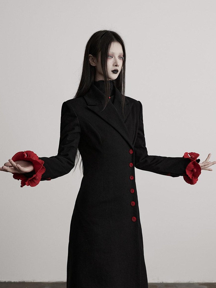INDULGE Thick Cotton Colorblock Loose Unisex Black Midlength Parkas