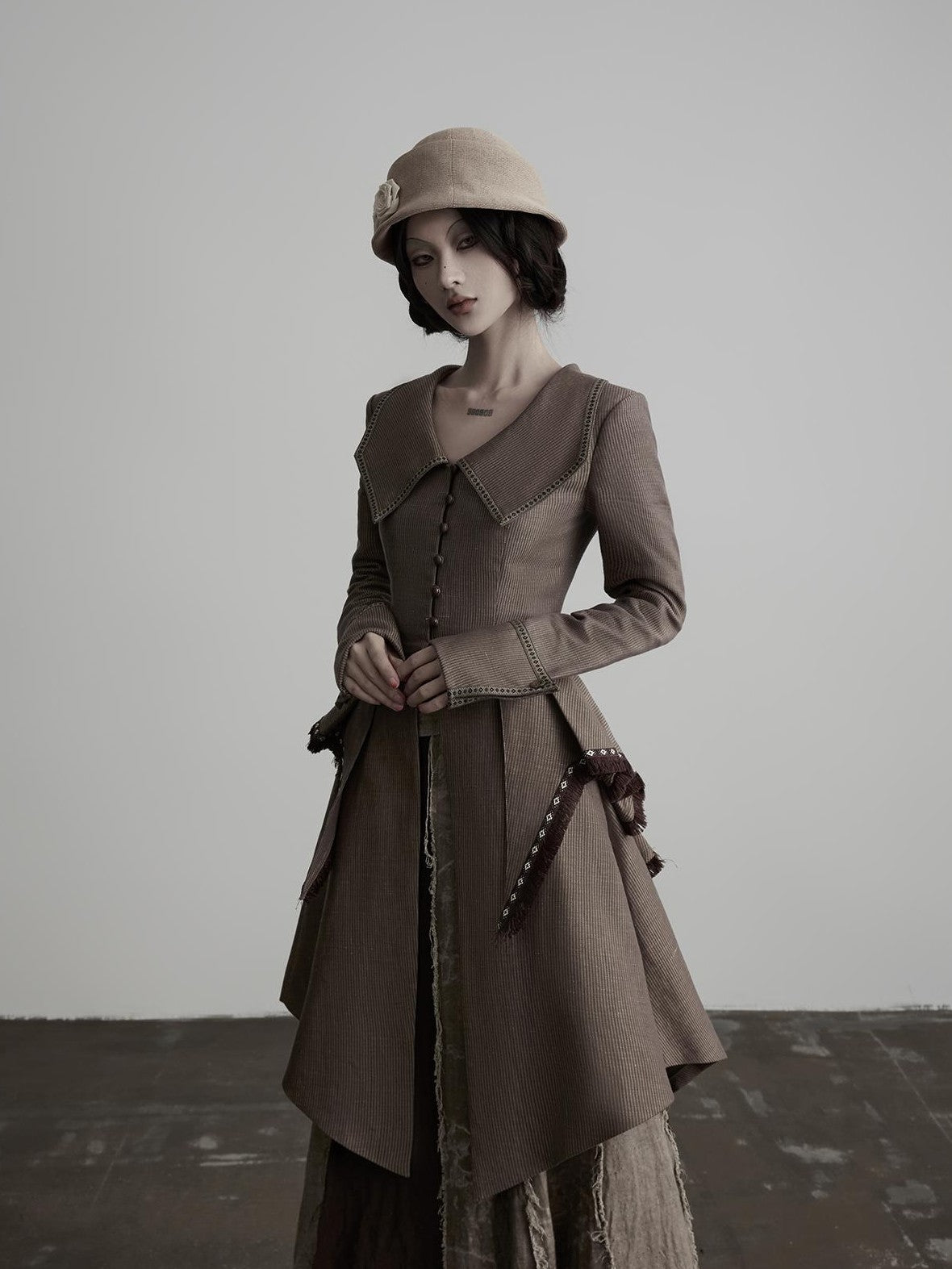 INDULGE Victorian 3d Draped Deconstructed Raw Edge Tencel Women&