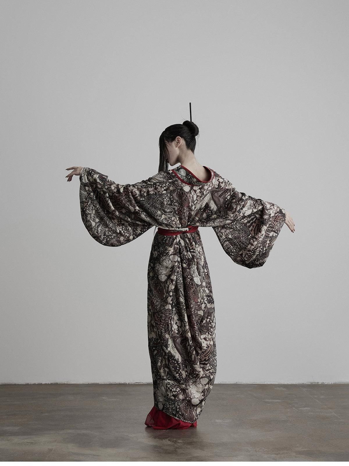 INDULGE Vintage Butterfly Print Long Sleeve Wrap Women&