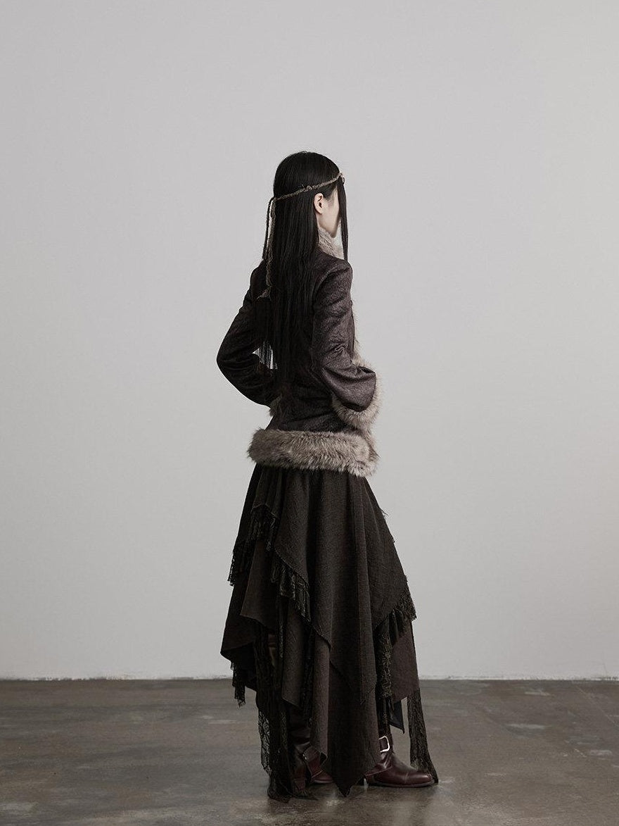 INDULGE Vestes courtes pour femmes en polyester épais et chaud, avec col en fourrure élégant et poches latérales.
