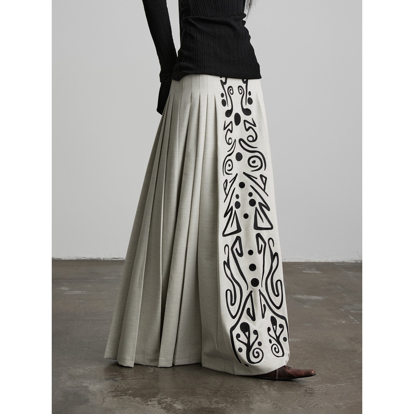 INDULGE Wrinkle Resistant Casual A Line Mid Waist 3D Detail Rayon Pleated Skirts
