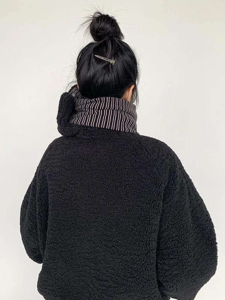 Icelandic Faux Fur Scarf Striped Winter Warm Knitted Wrap Neckwear