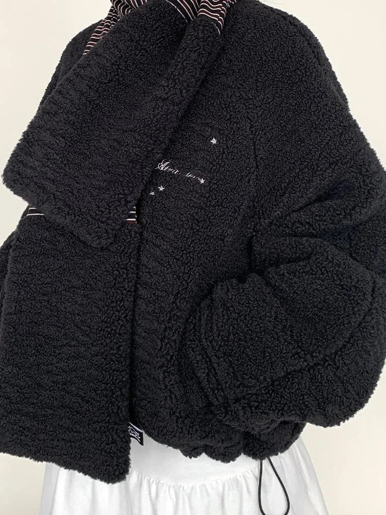 Icelandic Faux Fur Scarf Striped Winter Warm Knitted Wrap Neckwear