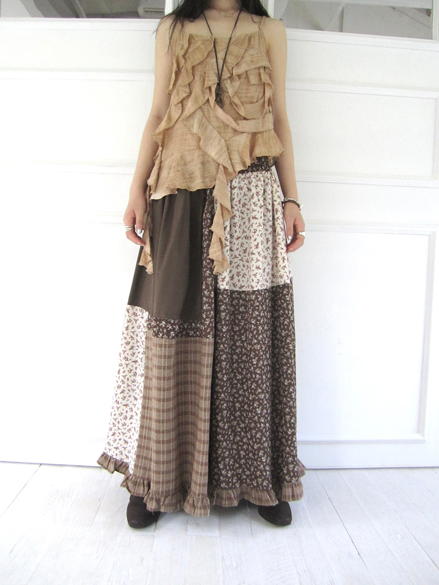 ang project Lace Trimmed Floral Print A Line Skirt