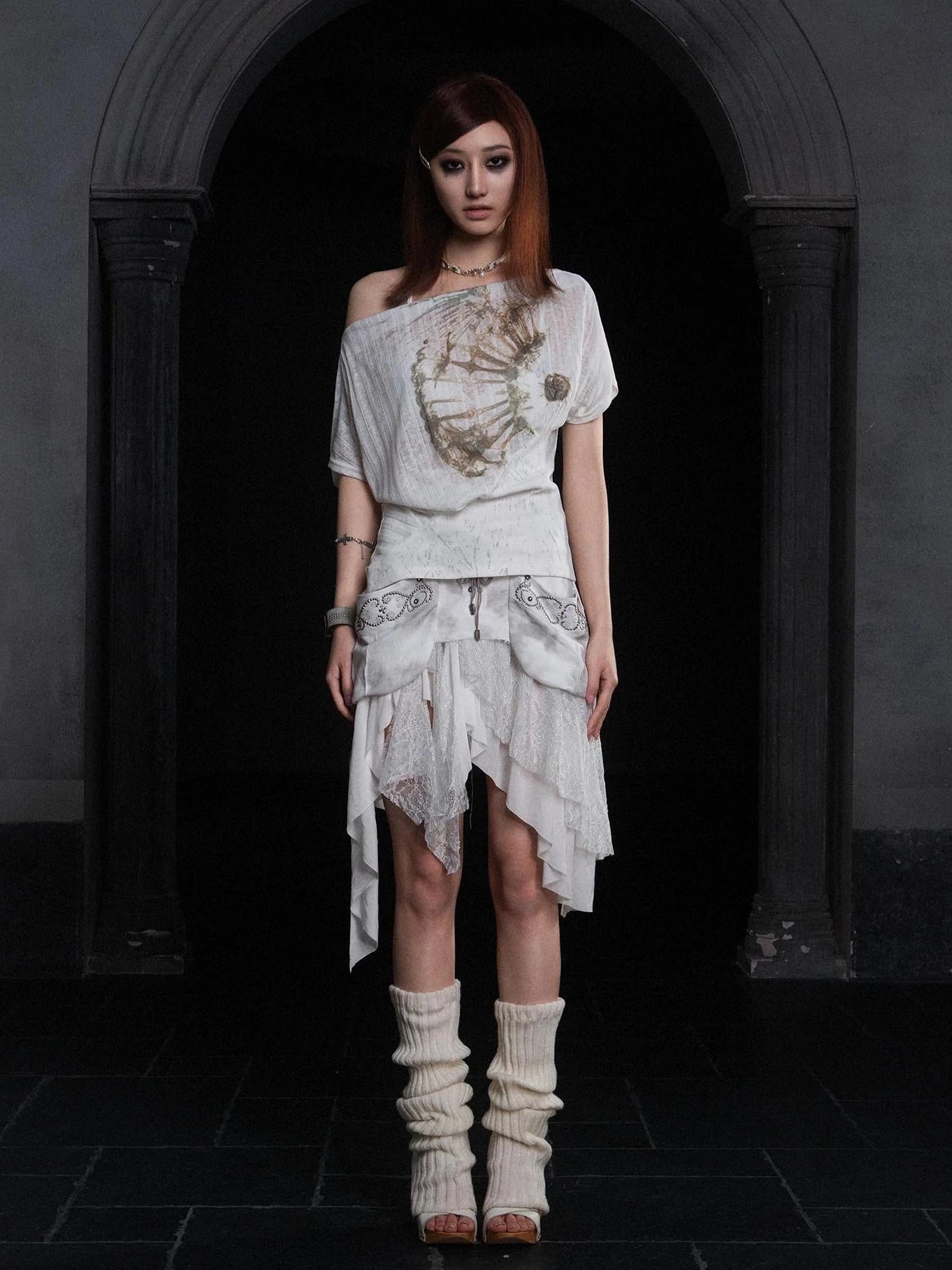 Industrial Lace Low Rise Maxi Skirt Punk Nomad Fantasy