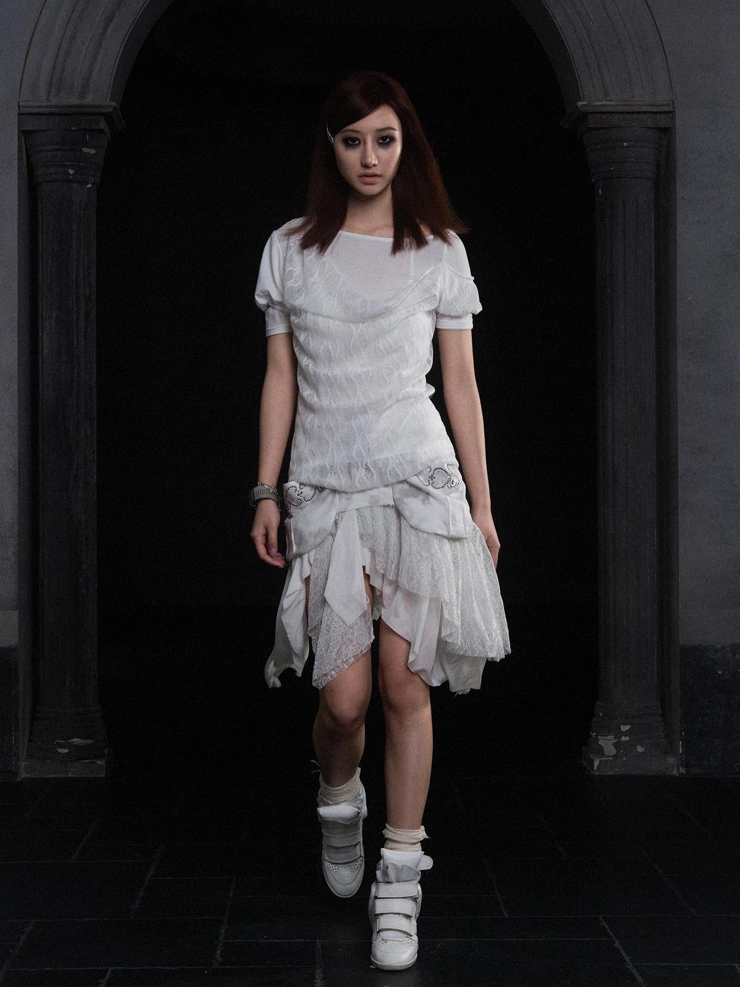 ARIADNAw Industrial Lace Low Rise Maxi Skirt Punk Nomad Fantasy