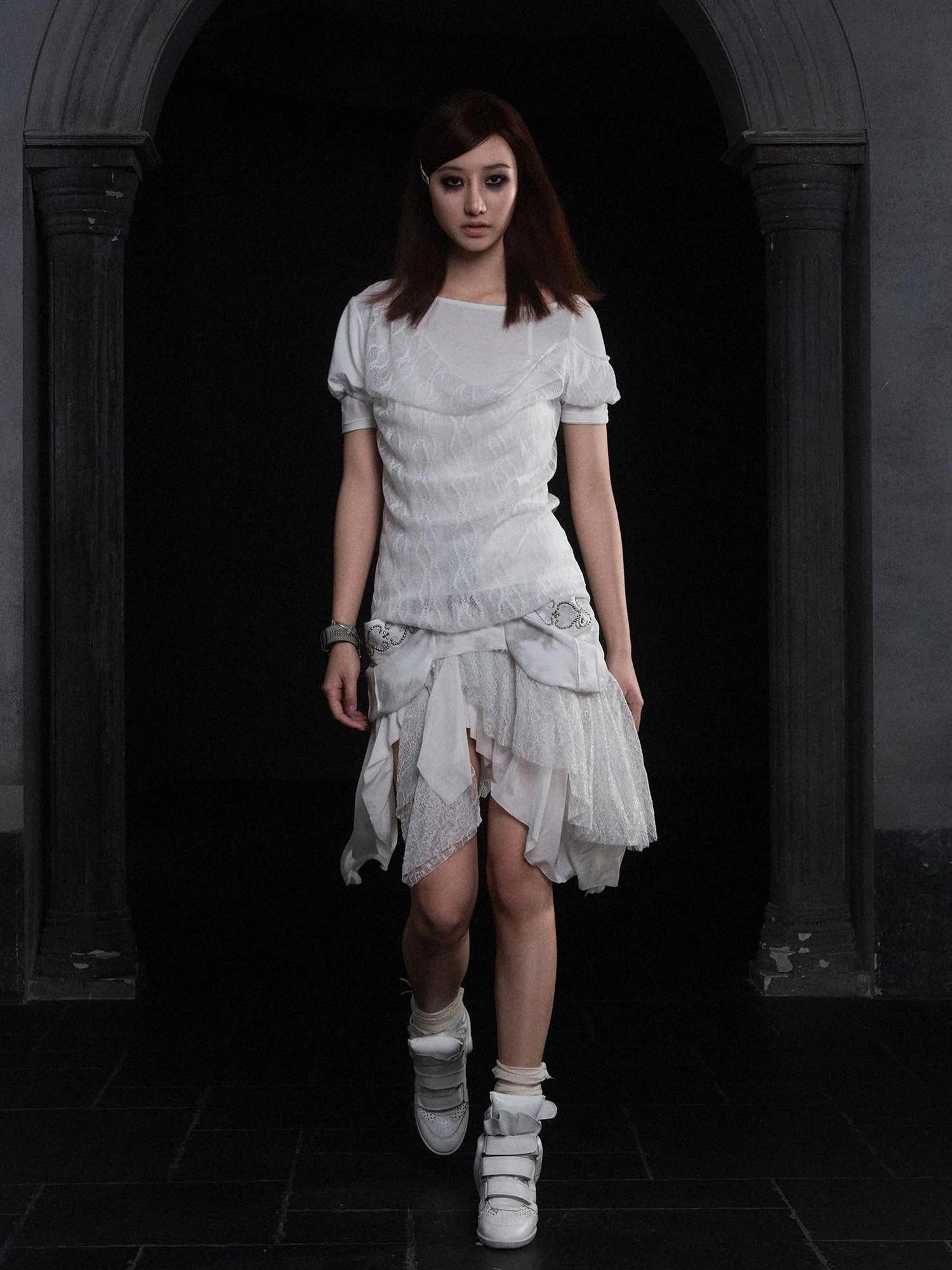 Industrial Lace Low Rise Maxi Skirt Punk Nomad Fantasy