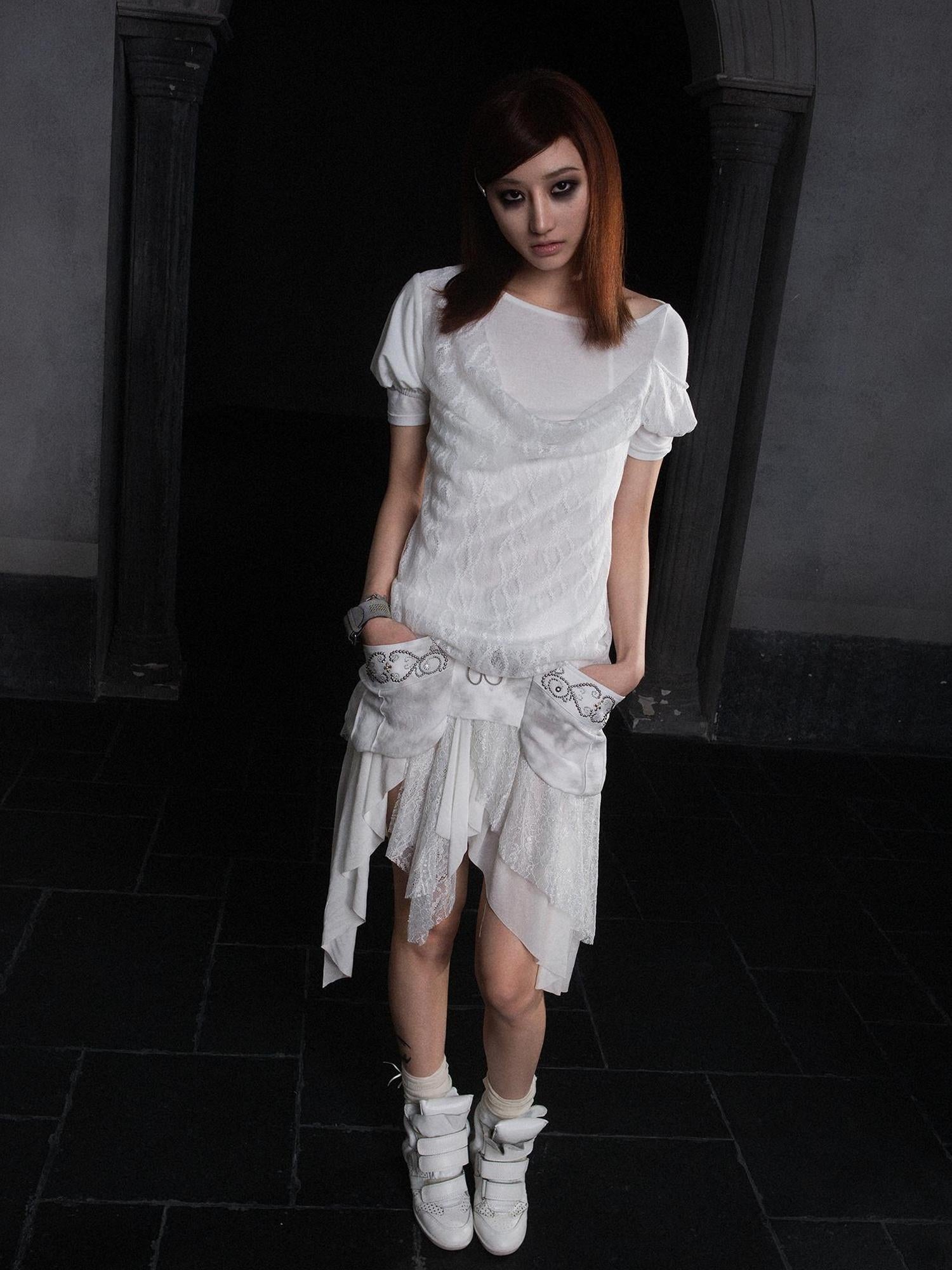 ARIADNAw Industrial Lace Low Rise Maxi Skirt Punk Nomad Fantasy