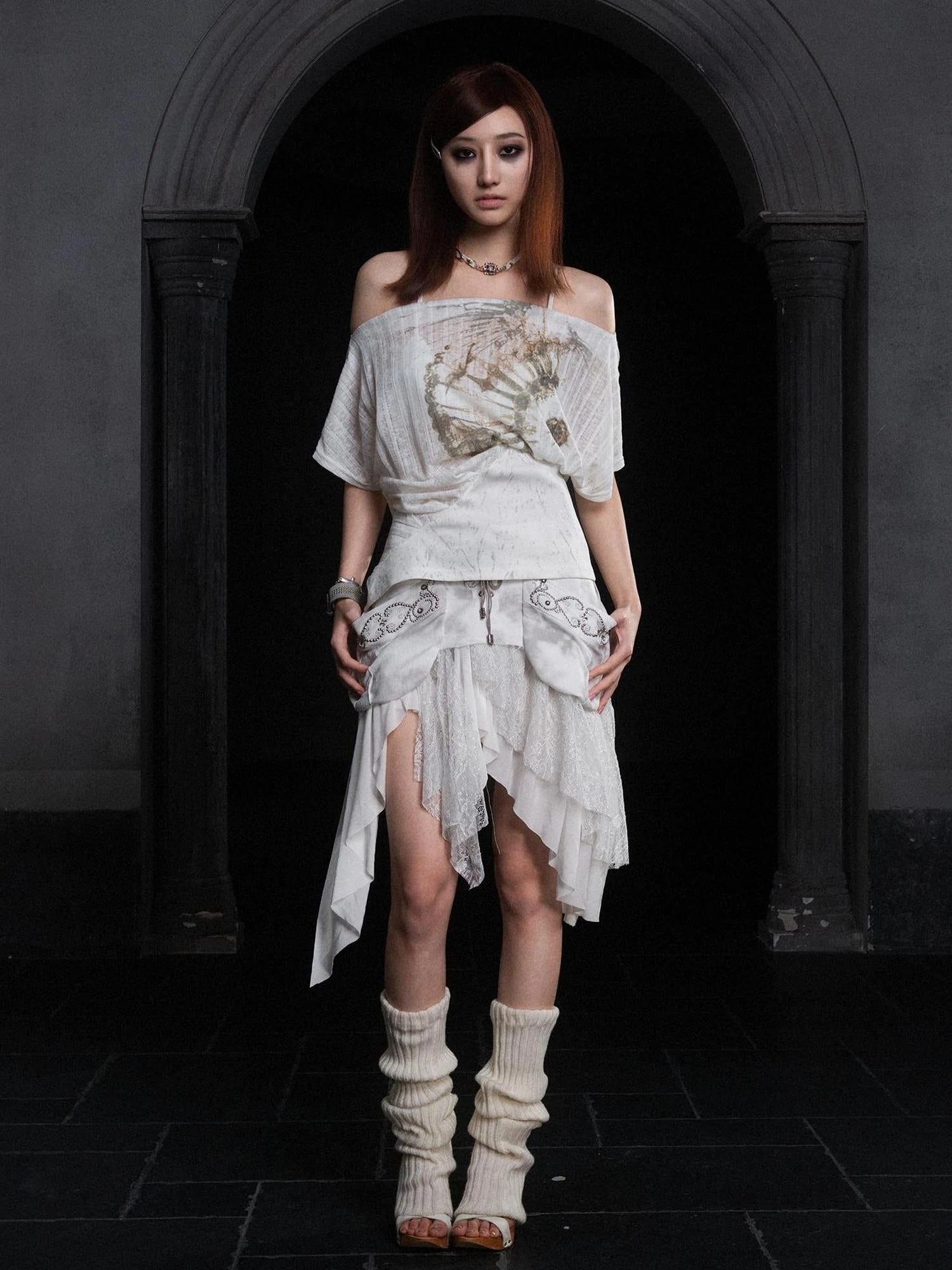 Industrial Lace Low Rise Maxi Skirt Punk Nomad Fantasy