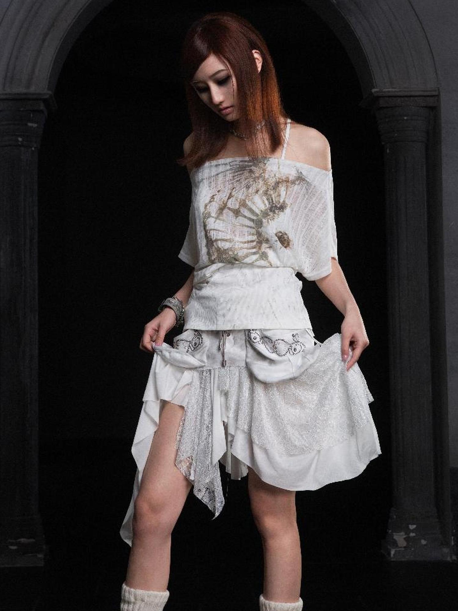 ARIADNAw Industrial Lace Low Rise Maxi Skirt Punk Nomad Fantasy