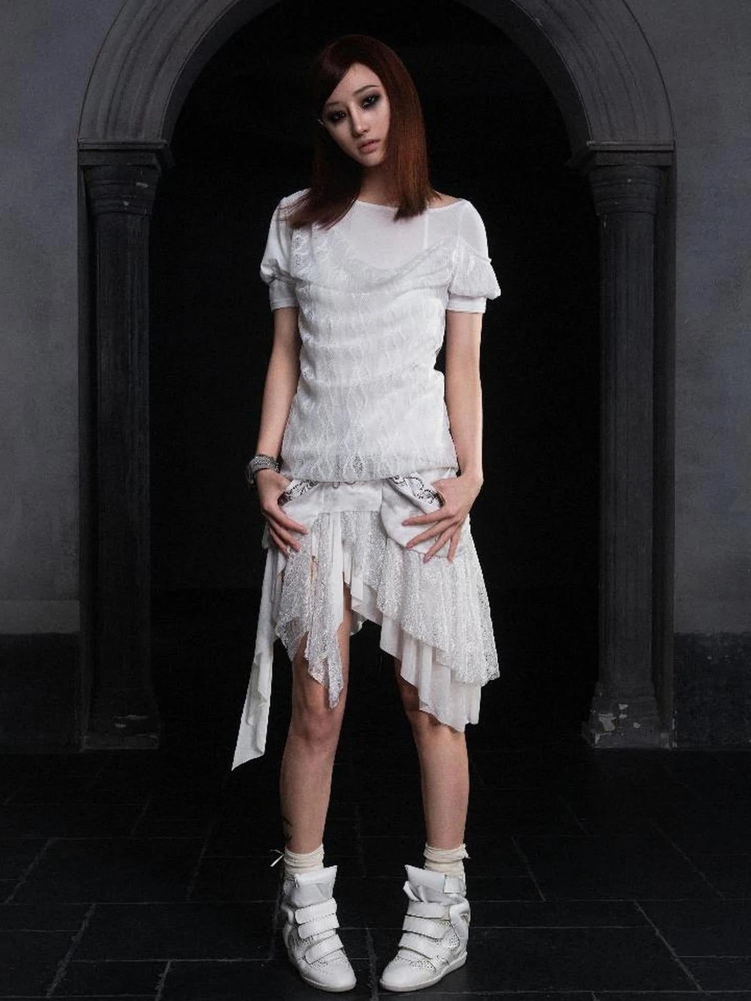 Industrial Lace Low Rise Maxi Skirt Punk Nomad Fantasy