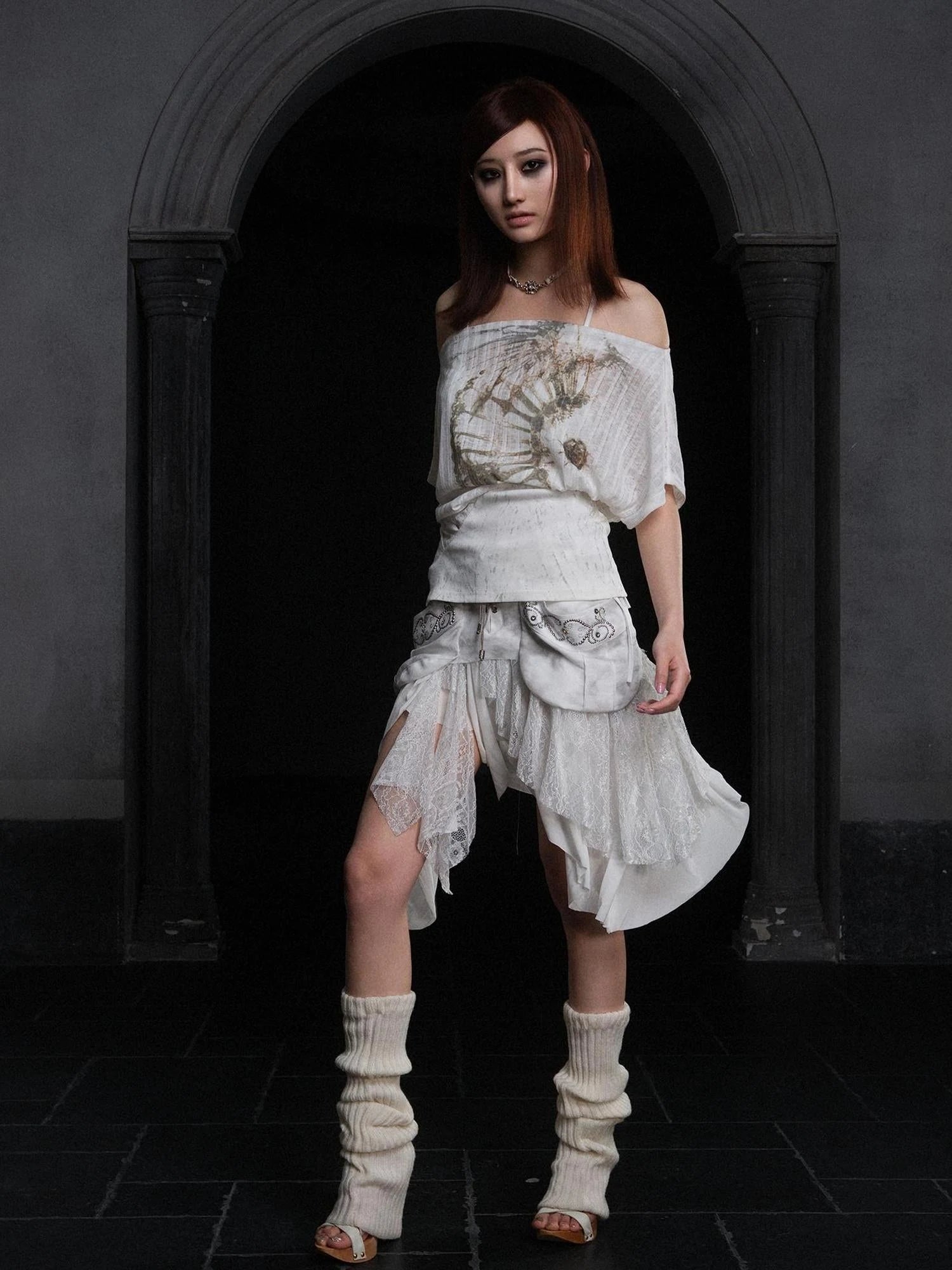 Industrial Lace Low Rise Maxi Skirt Punk Nomad Fantasy