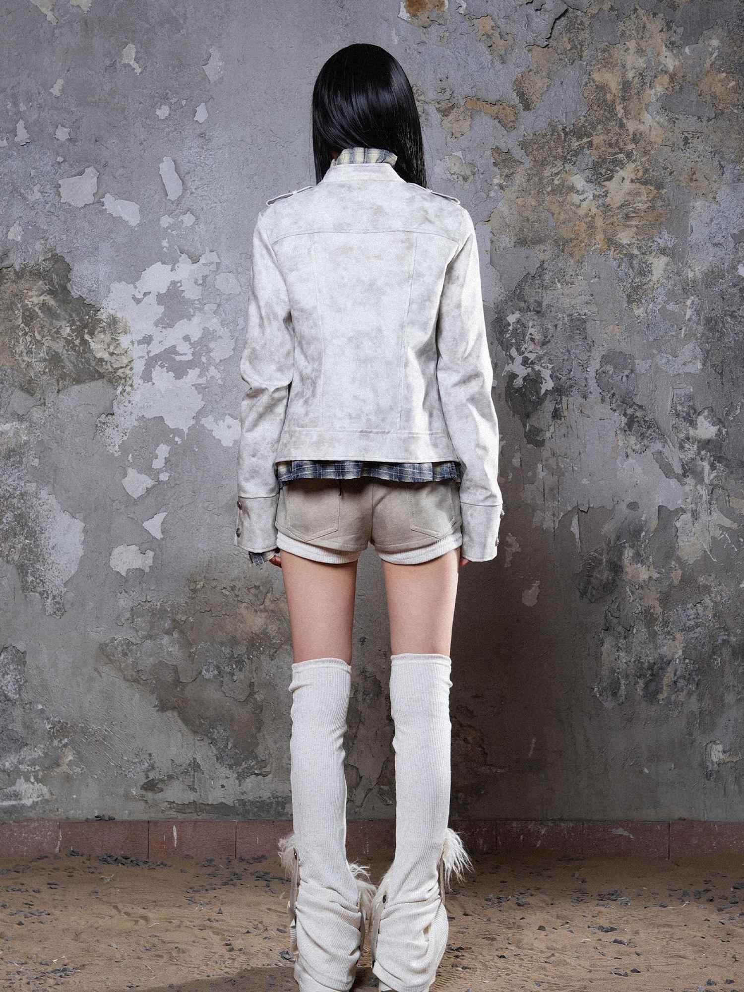 ARIADNAw Industrial Punk Leather Jacket Set Edgy Women Winter Rockwear